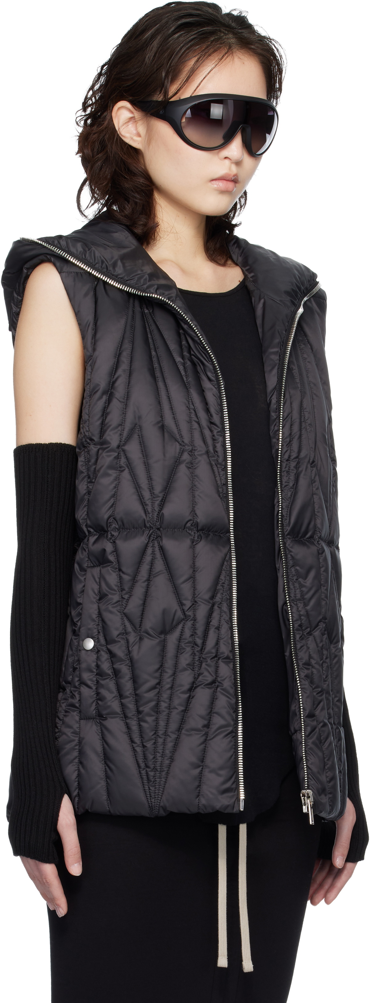 Rick Owens Moncler + Rick Owens Black Geocamo Ziplock Down Vest