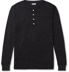 Schiesser - Karl Heinz Mélange Cotton-Blend Jersey Henley T-Shirt - Black