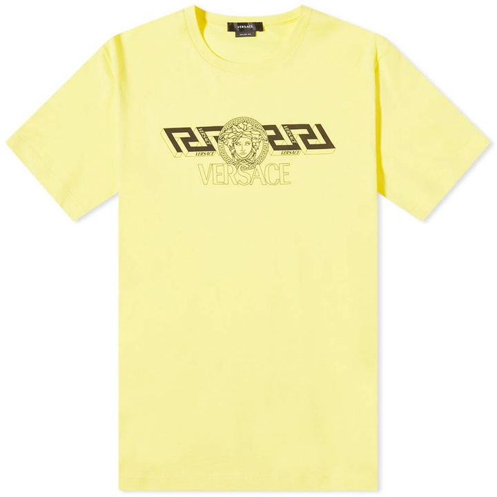 Photo: Versace Men's New Logo T-Shirt in Yellow/Black