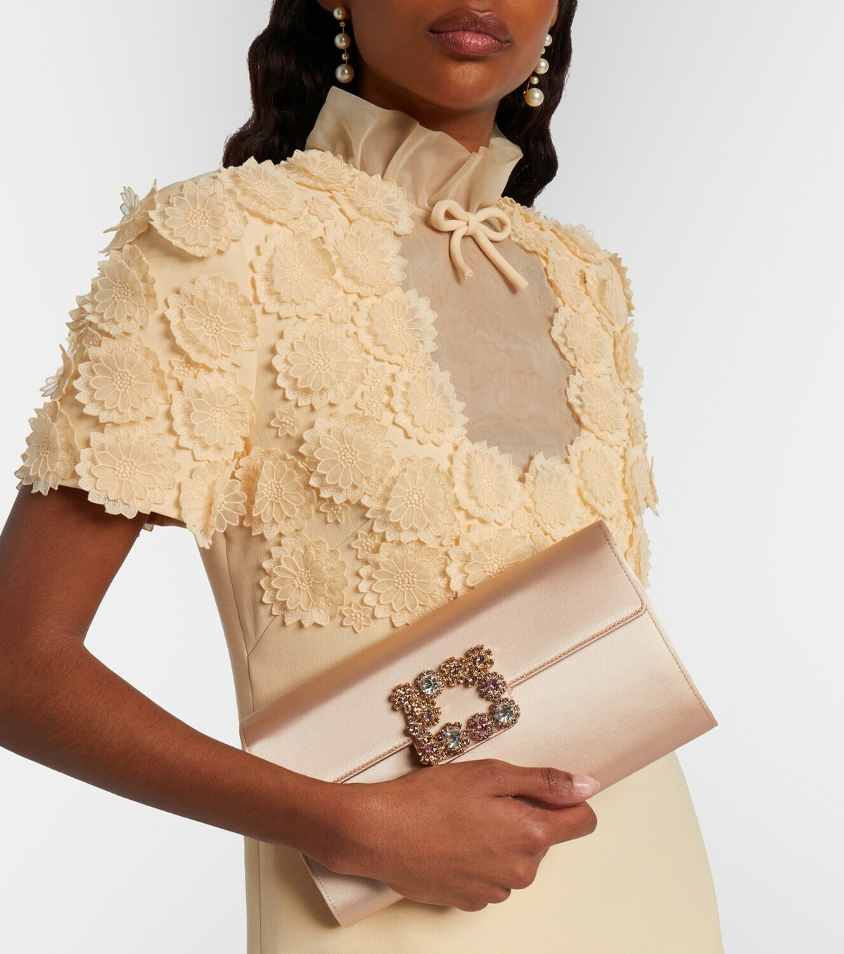 Roger Vivier Efflorescence embellished satin clutch