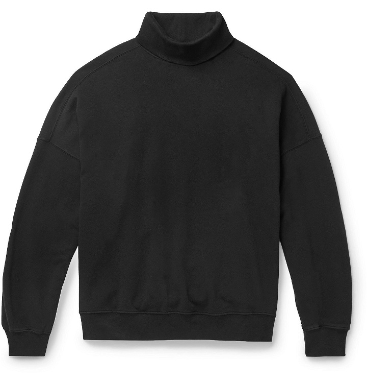Photo: Monitaly - Fleece-Back Cotton-Jersey Turtleneck Sweatshirt - Black