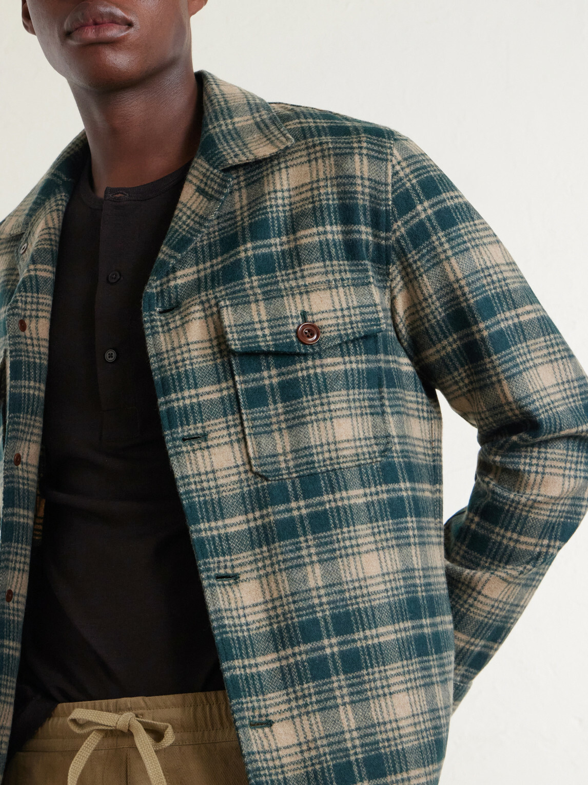 Hartford - Checked Wool-Blend Overshirt - Green