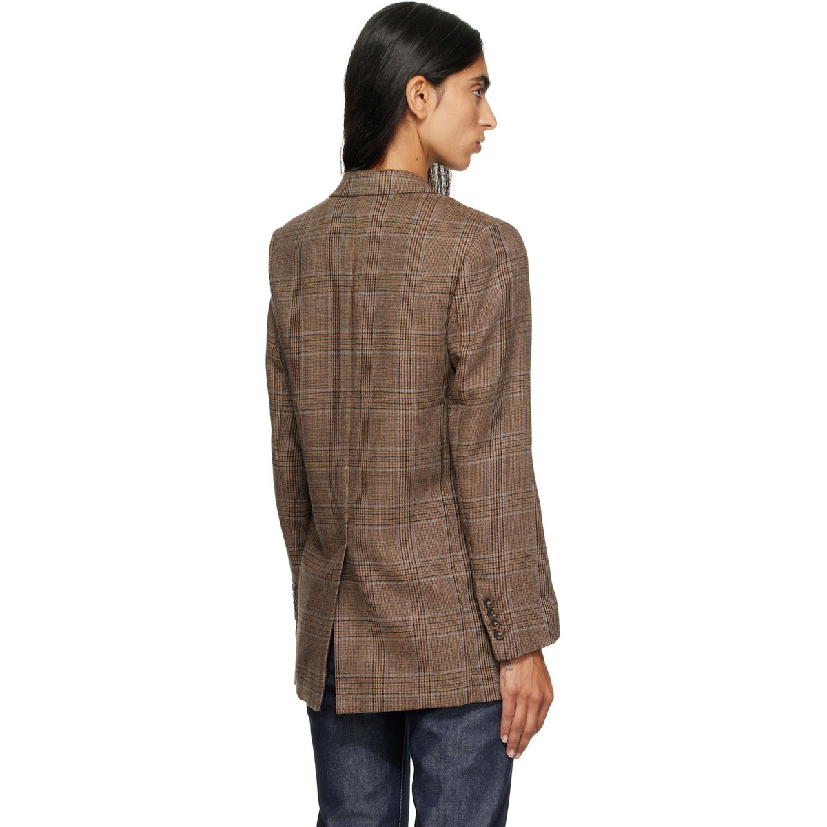 A.P.C. Brown Check Wool Blazer