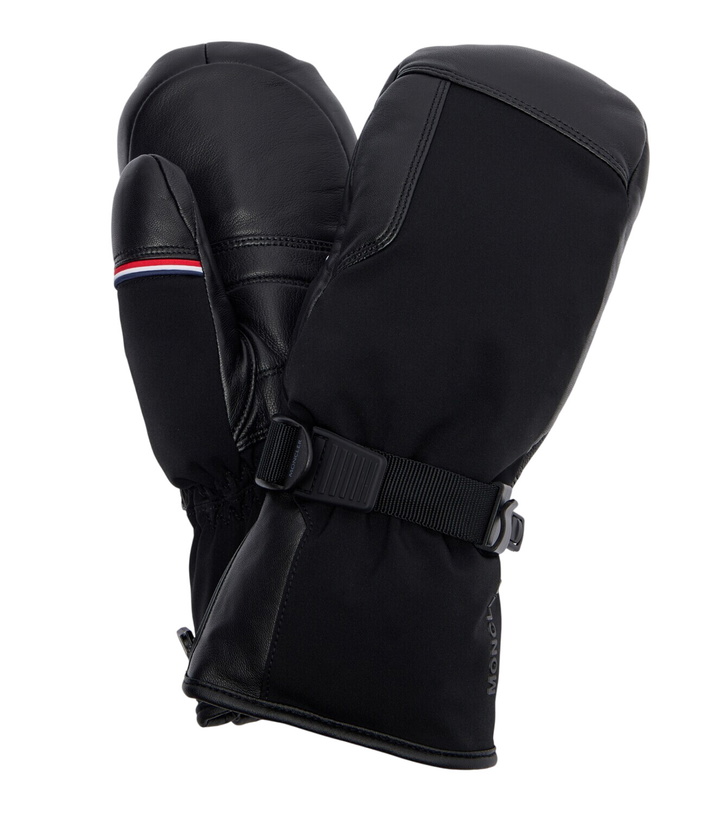 Photo: Moncler Leather-trimmed padded ski mittens
