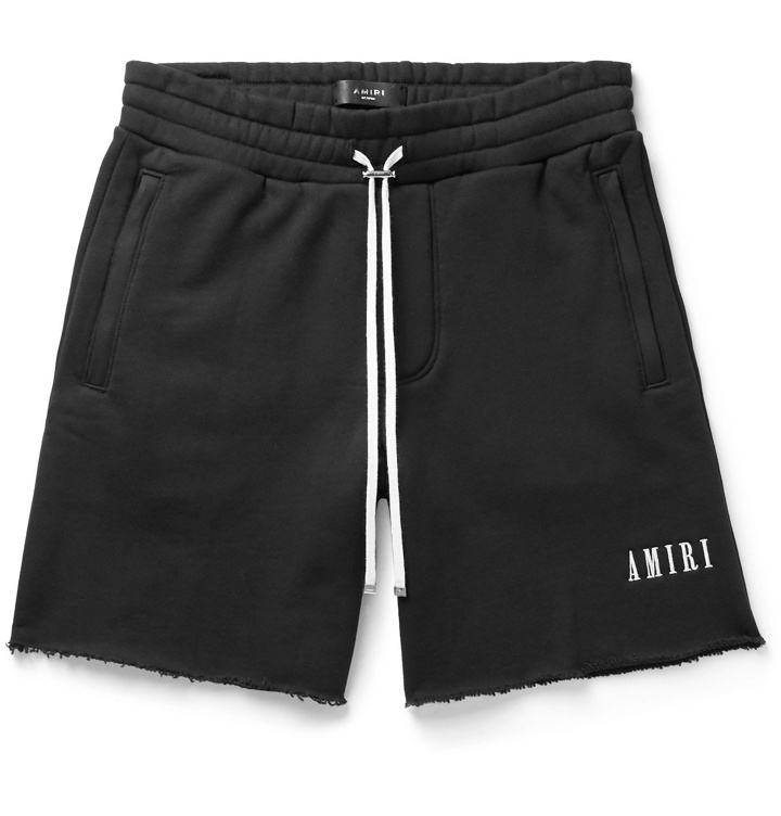Photo: AMIRI - Logo-Embroidered Loopback Cotton-Jersey Drawstring Shorts - Black