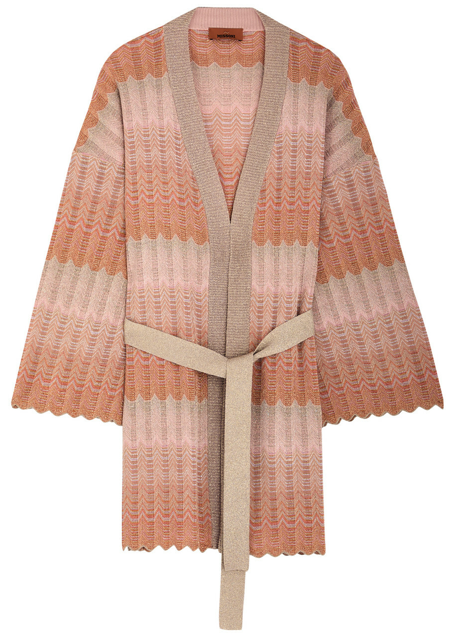 Missoni Striped-intarsia Metallic-knit Cardigan Orange Missoni