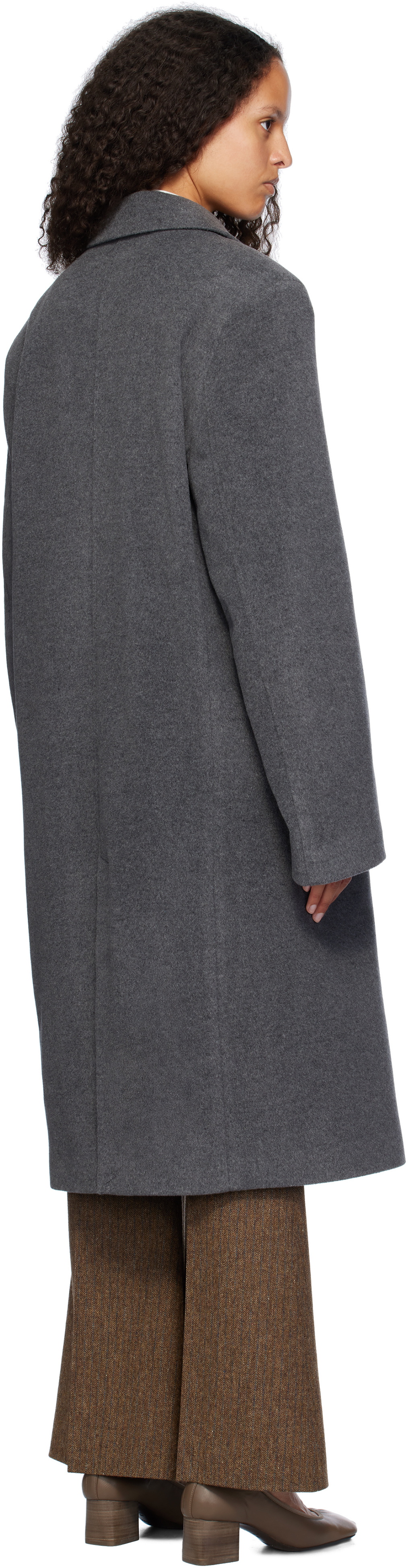 REMAIN Birger Christensen Gray Heavy Wool Long Coat
