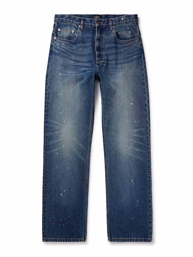 Photo: A.P.C. - Straight-Leg Paint-Splattered Jeans - Blue