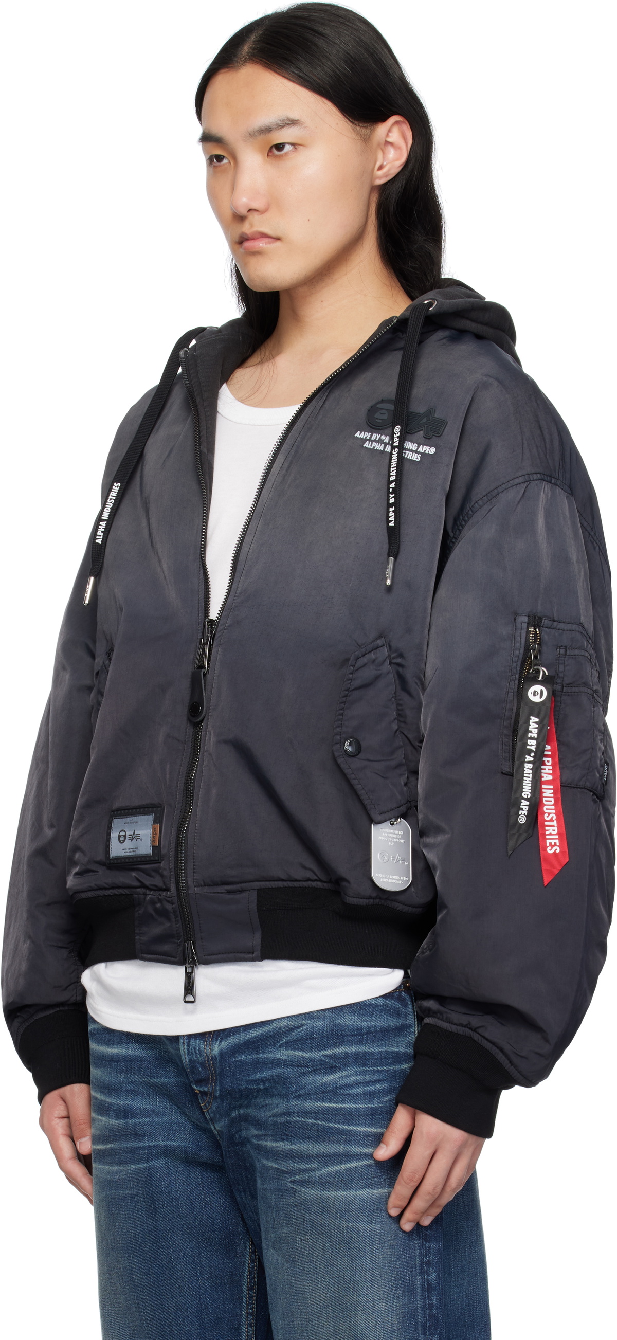 AAPE by A Bathing Ape Black Alpha Industries Edition MA-1