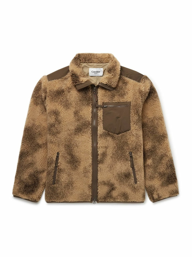 Photo: Corridor - Oak Shell-Trimmed Printed Fleece Jacket - Brown