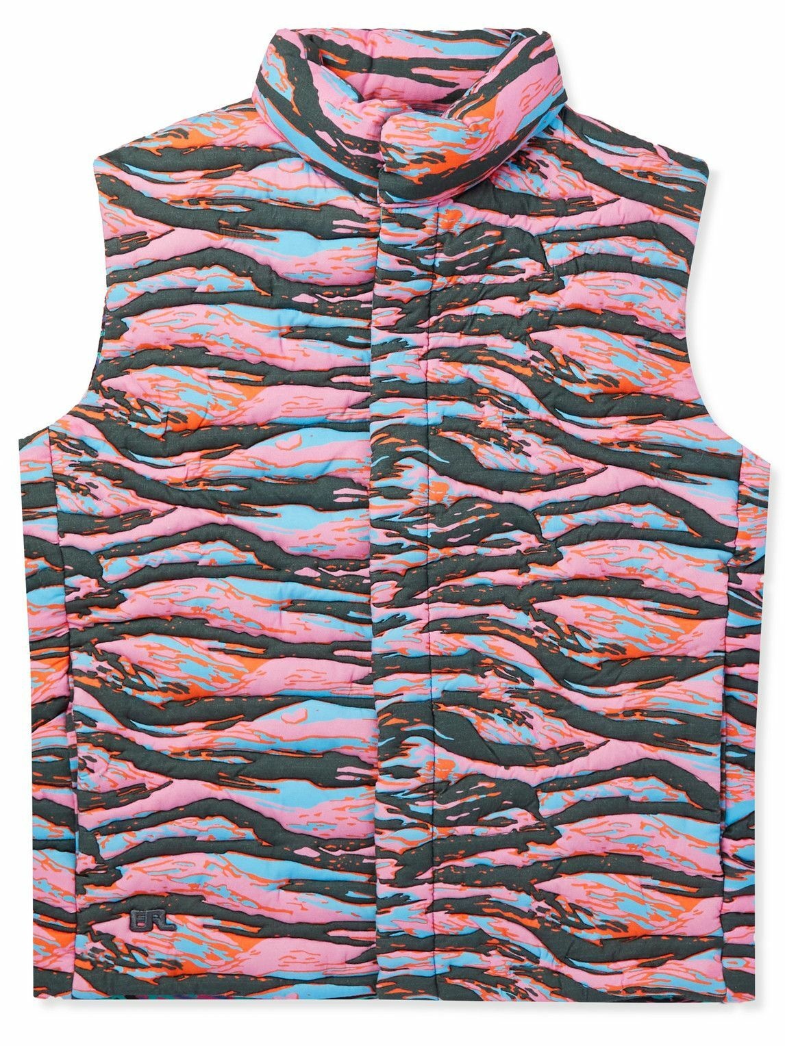 ERL - Printed Quilted Cotton-Jacquard Down Gilet - Pink ERL