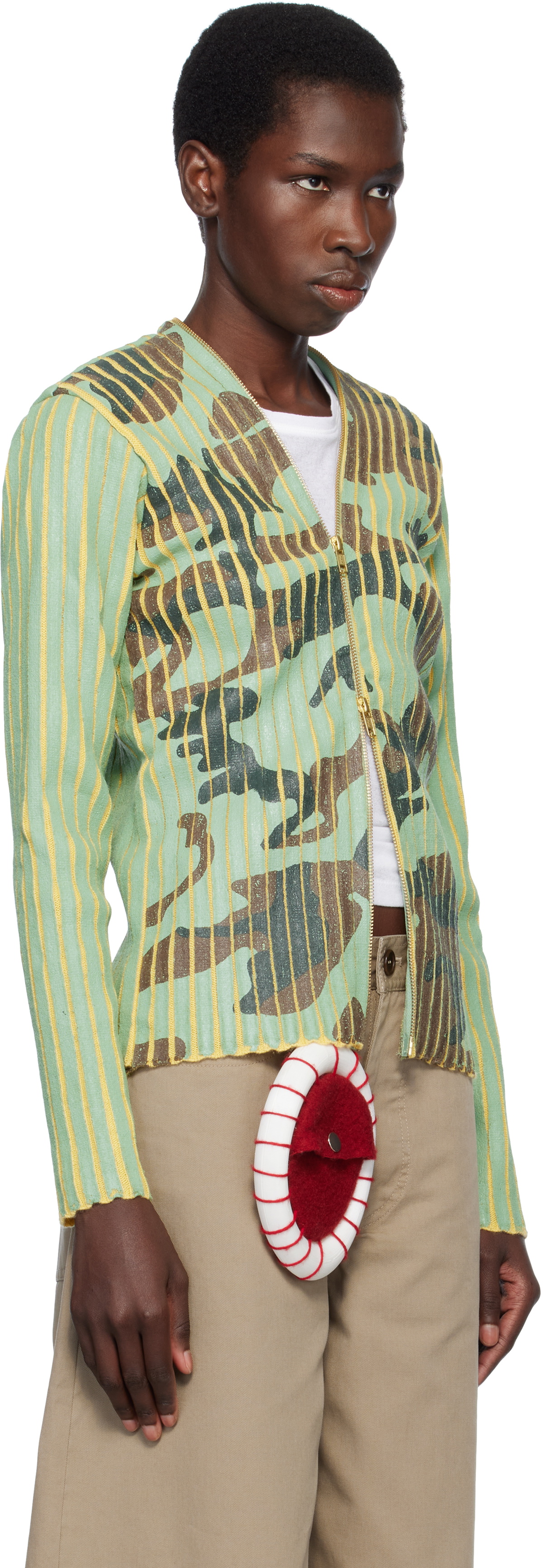 Stanley Raffington Green & Yellow Plated Knit Jacket