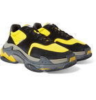 Balenciaga - Triple S Nylon, Nubuck and Leather Sneakers - Men - Yellow