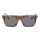 Burberry Beige Vintage Check Rectangular Frame Sunglasses