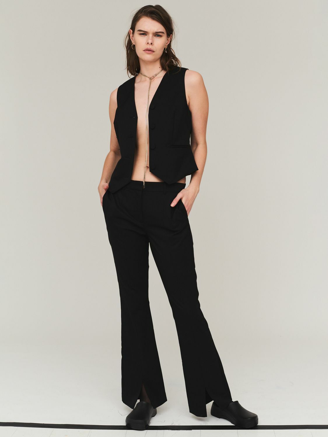 DESIGNERS REMIX Jolene Slit Suiting Wool Blend Pants