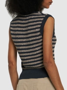 BRUNELLO CUCINELLI - Striped Cotton Knit Lurex Vest