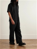 Sacai - Grosgrain-Trimmed Button and Zip-Detailed Cotton-Jersey T-Shirt - Black