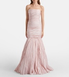Marmar Halim Pleated taffeta bustier gown and cape set