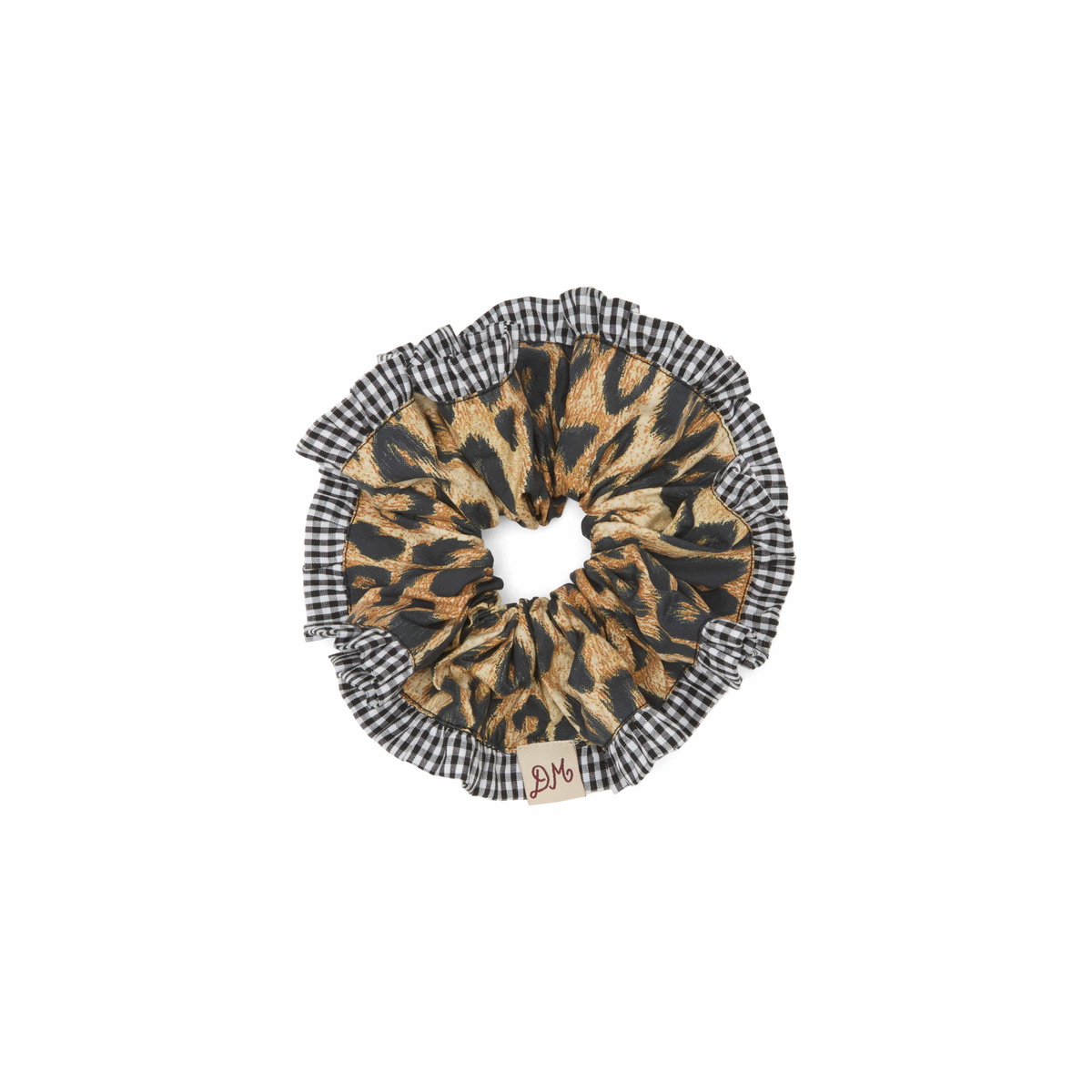 Damson Madder Women's Frill Edge Scrunchie in Leopard 