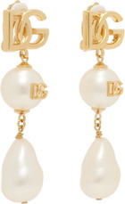 Dolce&Gabbana Gold Teardrop & Cabochon 'DG' Logo Clip-on Earrings