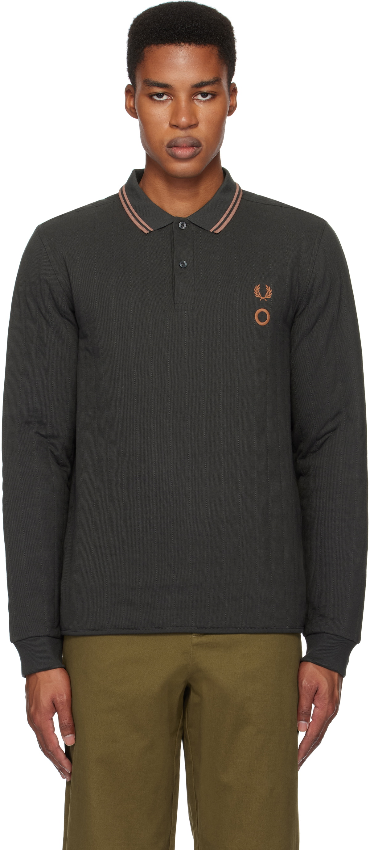 Craig Green Gray Fred Perry Edition Long Sleeve Quilted Polo