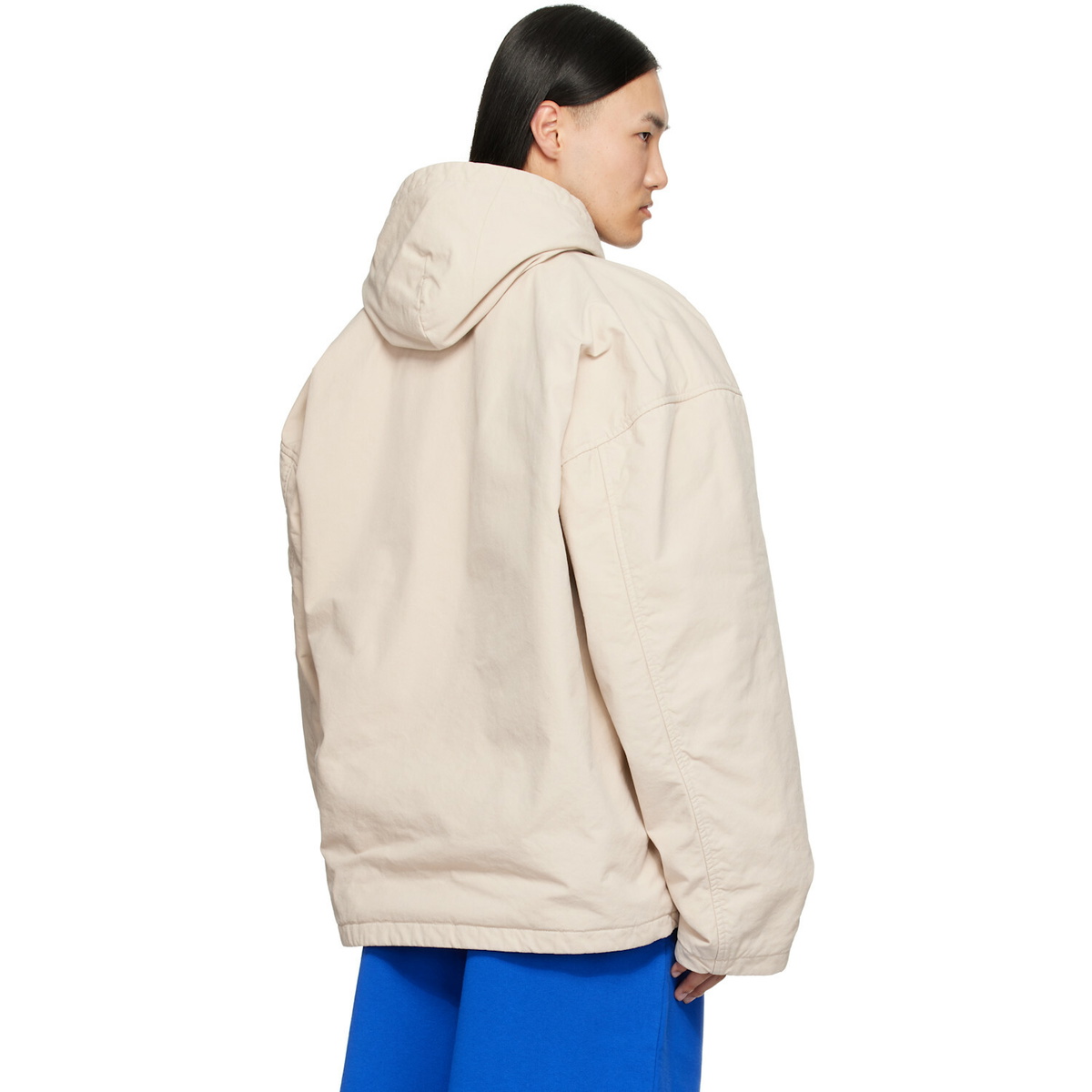 Balenciaga Beige Hooded Zip Up Jacket