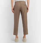 YMC - Cropped Checked Cotton-Blend Trousers - Brown