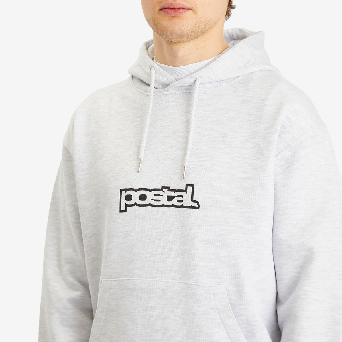 POSTAL Men's Bold Outline Logo Hoodie in Marl Grey