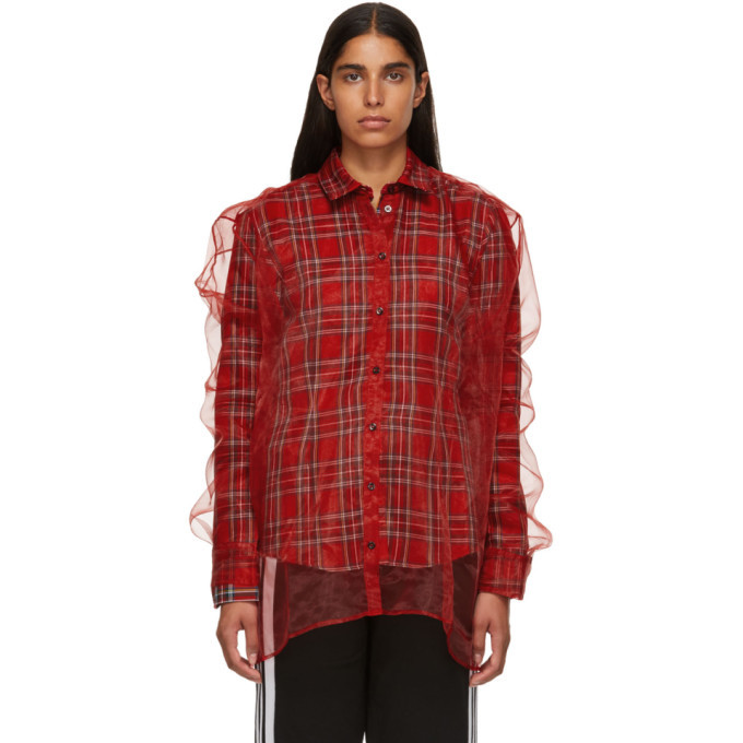 Y/Project Red Organza Layered Check Shirt Y/Project