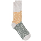 Norse Projects Men's Ebbe Slub Colour Block Sock in Industrial Yellow