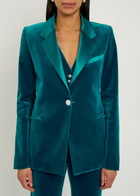 Rabanne Waist Coat-effect Velvet Blazer Turquoise