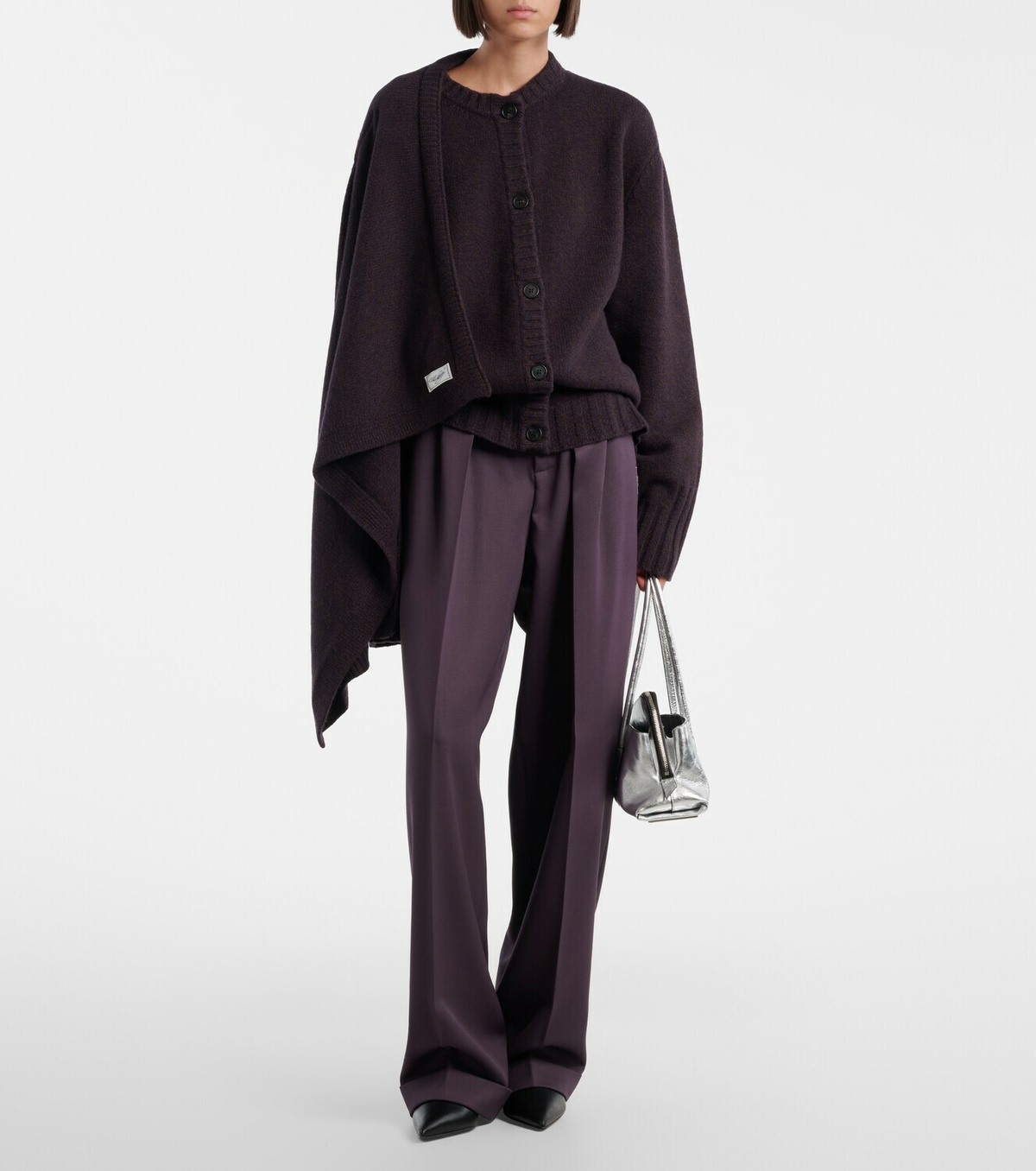 The Attico Scarf-detail wool and cashmere cardigan