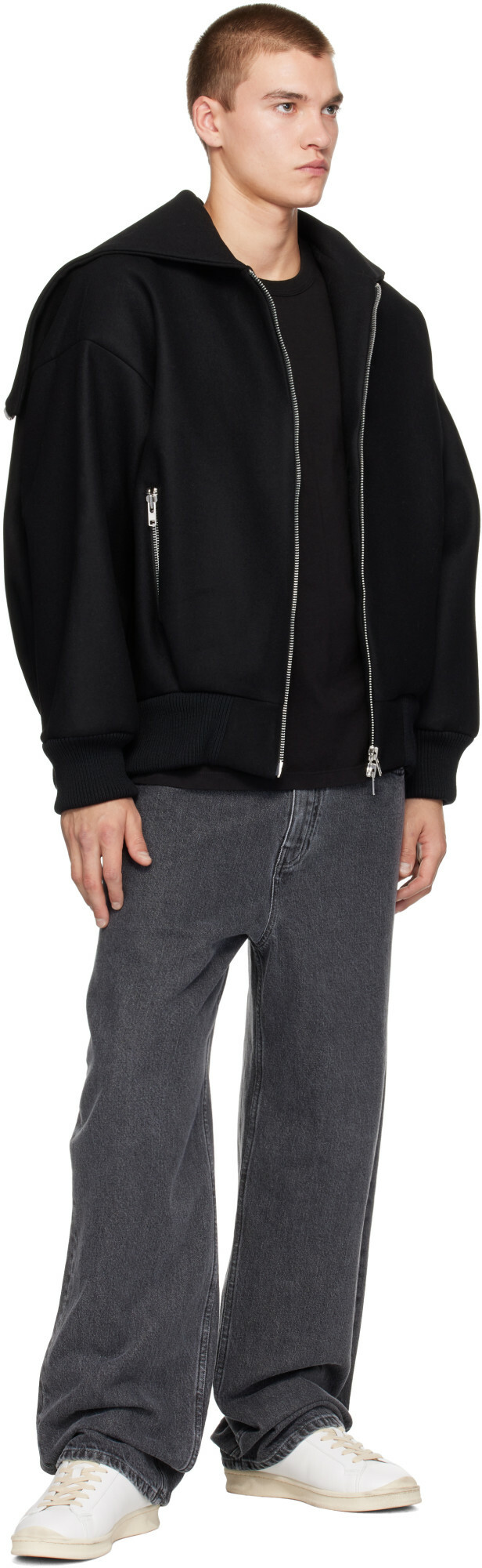 Simone Rocha Black Oversized Split Hood Jacket