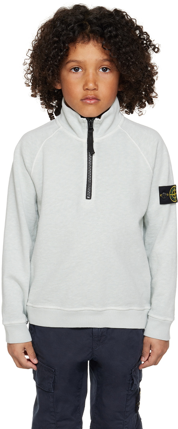 Stone Island Junior Kids Gray Half-Zip Sweatshirt
