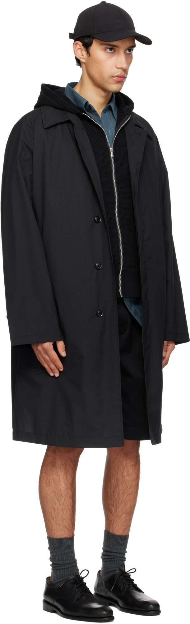nanamica Black Packable Balmacaan Coat