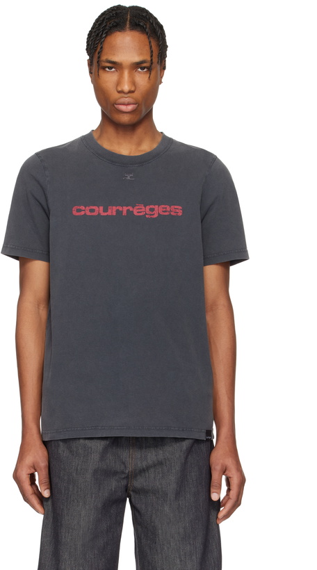 Photo: Courrèges Gray 'AC' Printed Stone T-shirt