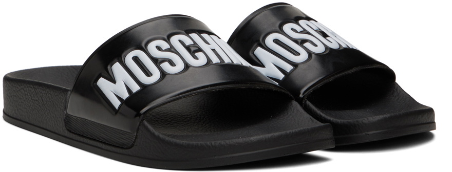 Moschino Black Rubber Pool Slides