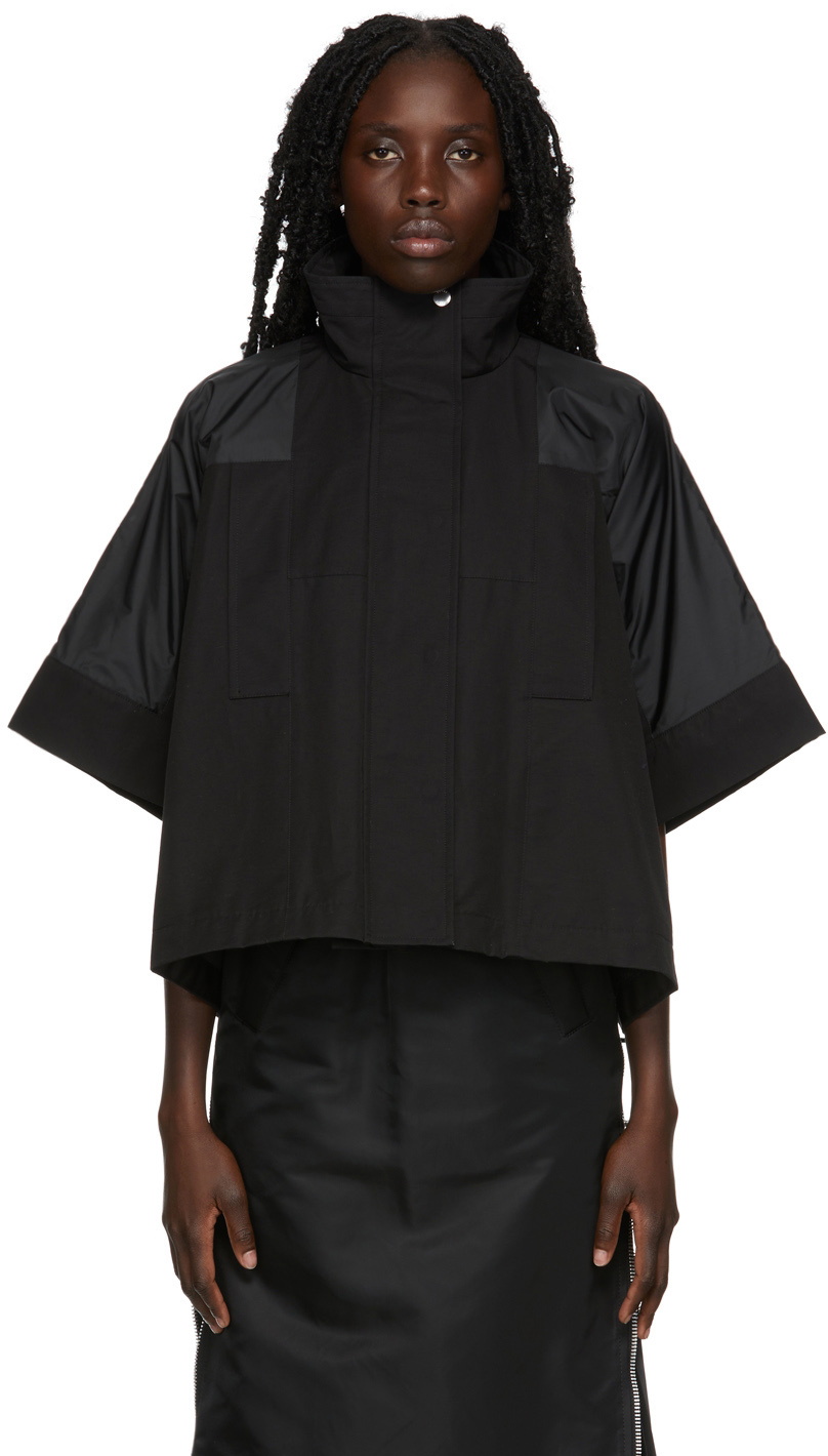 Sacai Black Grosgrain Cape Jacket Sacai