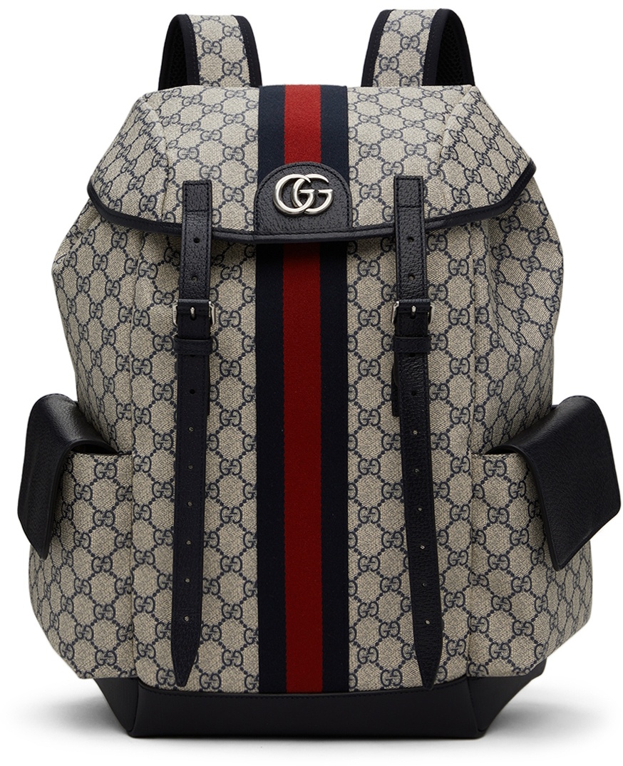 Gucci Stripe GG Supreme Backpack in Black for Men