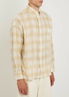 Picante Rocco Checked Crinkled Cotton-blend Overshirt Ivory