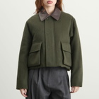 Auralee Women's Flannel Padded Short Jacket in Dark Olive