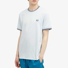 Fred Perry Men's Twin Tipped T-Shirt in Light Ice/Midnight Blue