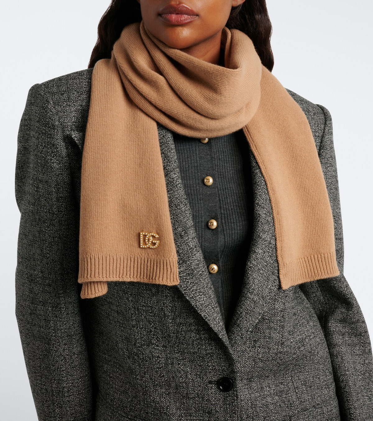 Dolce&Gabbana DG embellished virgin wool scarf