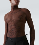 Balenciaga Tattoo mesh turtleneck top