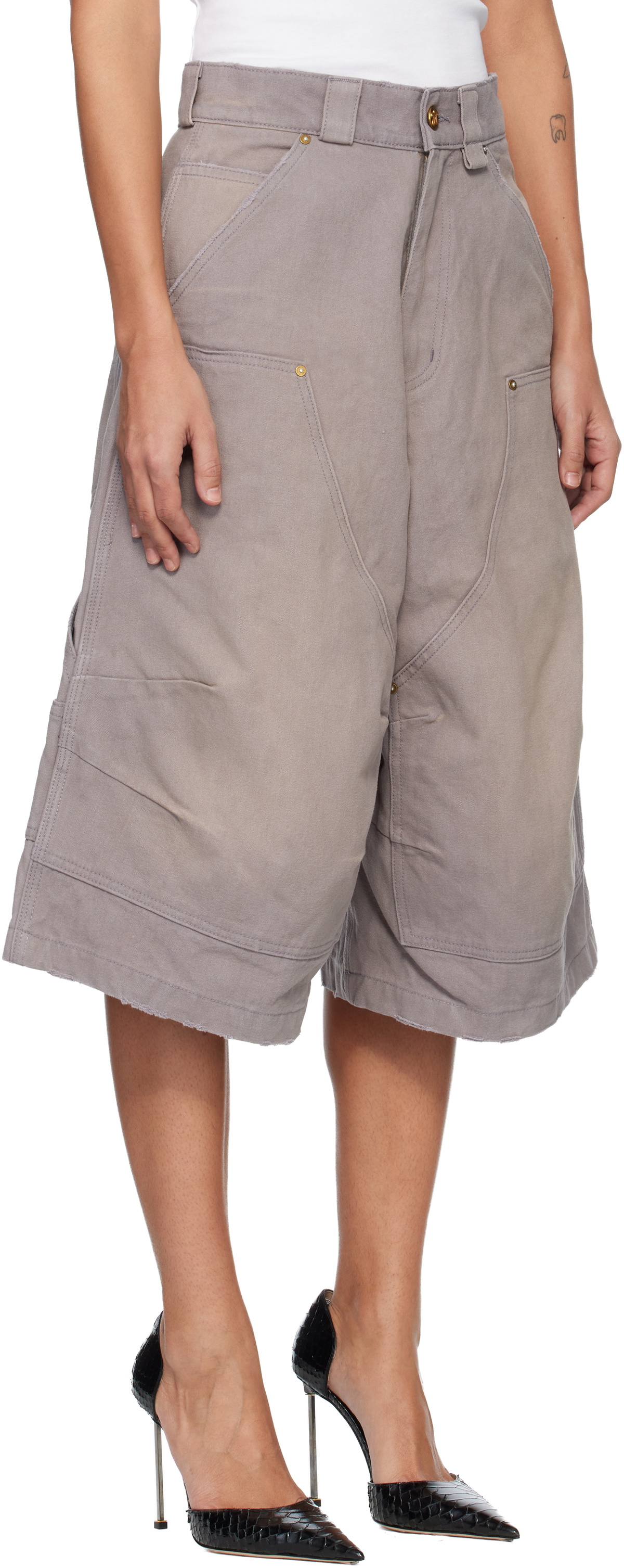 WILLY CHAVARRIA Gray Stockton Double Knee Shorts
