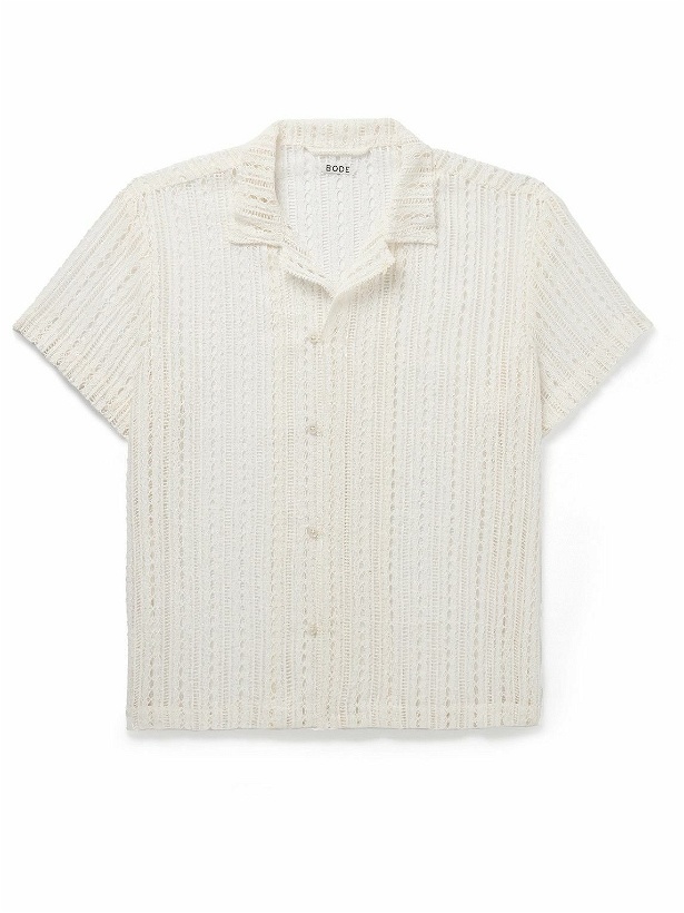 Photo: BODE - Meandering Convertible-Collar Cotton-Lace Shirt - White