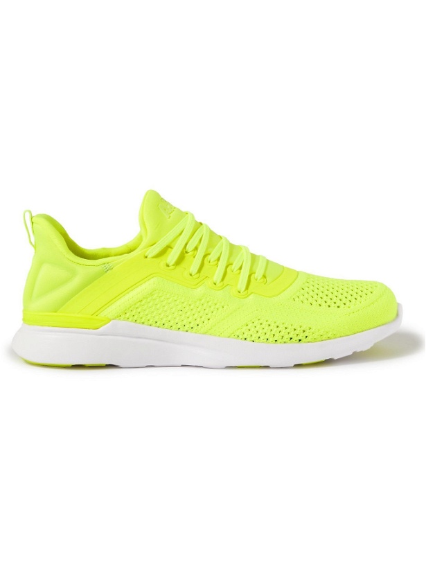 Photo: APL Athletic Propulsion Labs - Tracer Neon TechLoom and Neoprene Running Sneakers - Yellow
