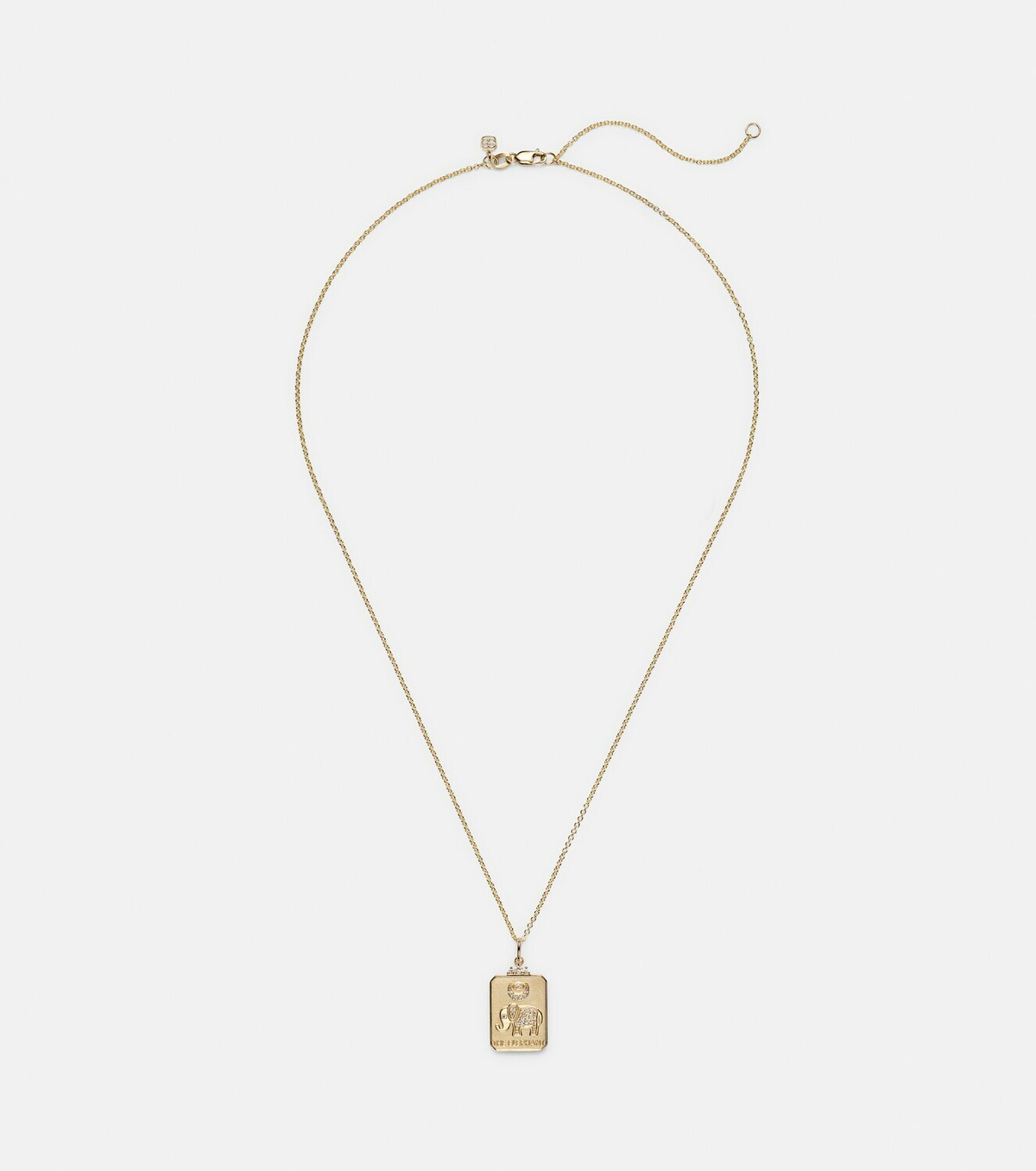 Sydney Evan The Elephant Tarot Card 14kt gold pendant necklace with diamonds