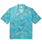 Dunhill - Aquarium Camp-Collar Mulberry Silk Shirt - Blue