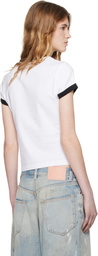Off-White White Embroidered Script Fitted T-shirt